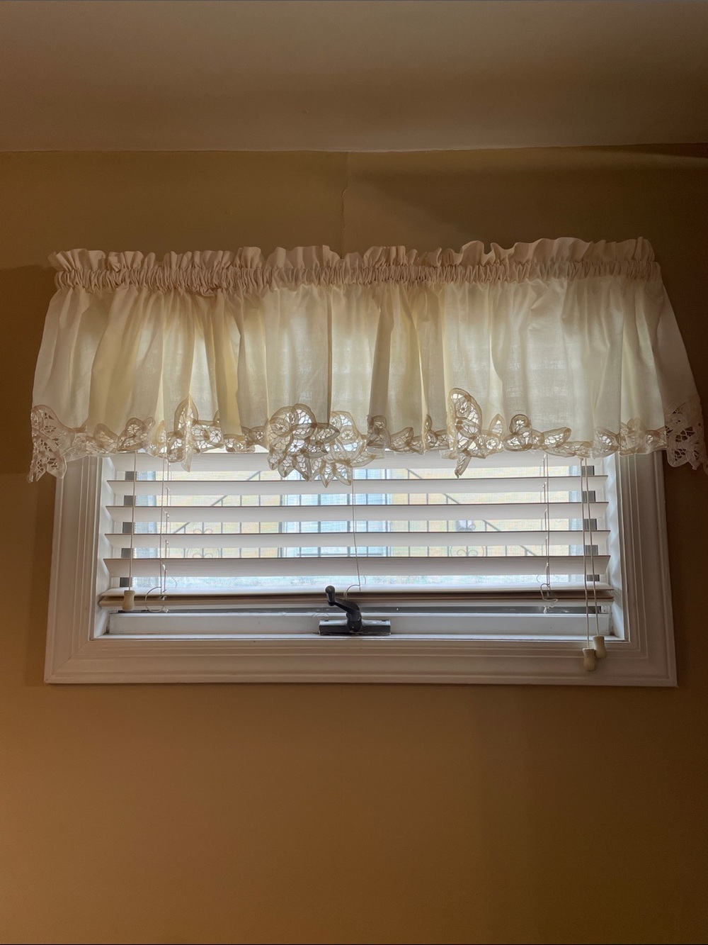 Off White Valance with Lace Detail